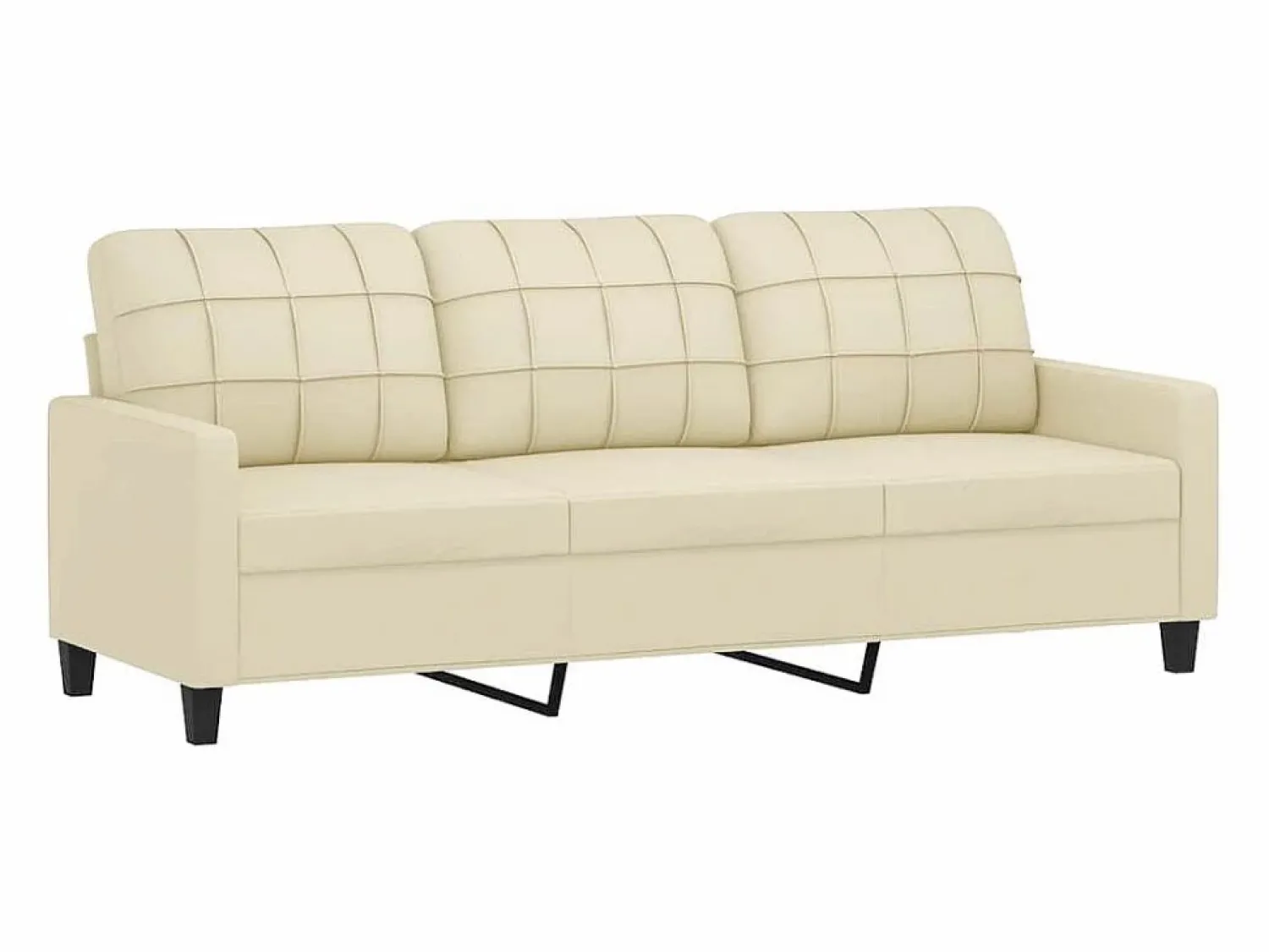 New vidaxl Sofá de 3 plazas de cuero sintético color 180 cm Crema