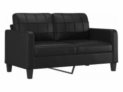 Outlet Clicnbuy Sofá de 2 plazas de cuero sintético 140 cm Negro