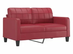 vidaxl Sofá de 2 plazas de cuero sintético vino 140 cm
