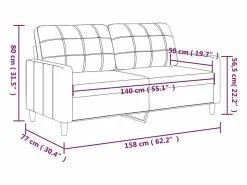 vidaxl Sofá de 2 plazas de cuero sintético 140 cm Gris