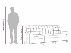 vidaxl Sofá de 3 plazas de cuero sintético vino 180 cm