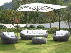 Sale MYLIA Sofá de 3 plazas de jardín de resina trenzada - WHITEHEAVEN Gris