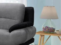 Discount Vente-unique Sofá de 2 plazas de microfibra bicolor gris y negro MUSKO Negro / Gris
