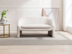Discount Vente-unique Sofá de 2 plazas de pana color OSSANA Crema