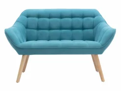 Clearance Sofá de 2 plazas de tela azul acolchado. Estilo escandinavo. CASERTA Sofá Escandinavo|Sofá - 2 Plazas