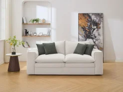 Sale Vente-unique Sofá de 3 plazas de tela color desenfundable PORALO Beige