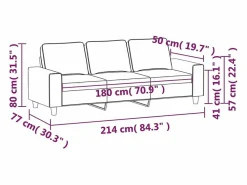 Clicnbuy Sofá de 3 plazas de tela claro 180 cm