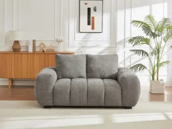 Outlet Vente-unique Sofá de 2 plazas de tela con efecto acolchado estilo design BERENIA Gris