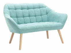Vente-unique Sofá de 2 plazas de tela verde agua acolchado. Estilo escandinavo. CASERTA Verde almendra