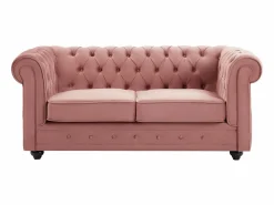 Vente-unique Sofá de 2 plazas de terciopelo rosa pastel CHESTERFIELD