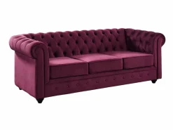 Discount Sofá de 3 plazas de terciopelo color ciruela CHESTERFIELD Sofás Chesterfield