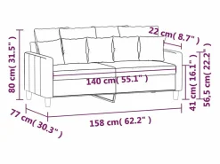 Discount Sofá de 2 plazas de terciopelo oscuro 140 cm Sofá De Terciopelo|Sofá - 2 Plazas