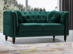 Vente-unique Sofá de 2 plazas de terciopelo estilo charme francés TURNER