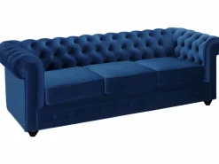 Outlet Vente-unique Sofá de 3+2 plazas de terciopelo Azul real CHESTERFIELD Azul elu00e9ctrico