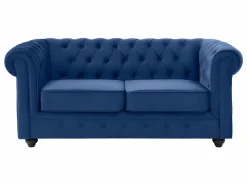 Outlet Vente-unique Sofá de 3+2 plazas de terciopelo Azul real CHESTERFIELD Azul elu00e9ctrico