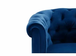 Outlet Vente-unique Sofá de 3+2 plazas de terciopelo Azul real CHESTERFIELD Azul elu00e9ctrico