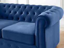 Outlet Vente-unique Sofá de 3+2 plazas de terciopelo Azul real CHESTERFIELD Azul elu00e9ctrico
