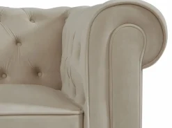 Hot Vente-unique Sofá de 2 plazas de terciopelo color CHESTERFIELD Beige