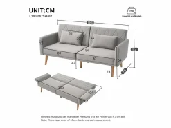 OKWISH Sofá de 2 plazas de terciopelo , con respaldo y reposabrazos ajustables, de diseño moderno, para salón o dormitorio