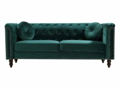 Discount Sofá de 3 plazas de terciopelo estilo charme francés TURNER Sofás Chesterfield|Sofá - 3 Plazas