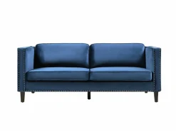 New Vente-unique Sofá de 3 plazas de terciopelo de estilo vintage MASULI Azul