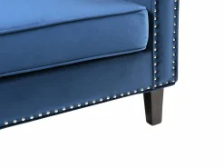 New Vente-unique Sofá de 3 plazas de terciopelo de estilo vintage MASULI Azul