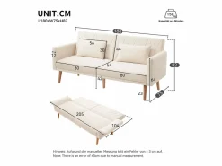 OKWISH Sofá de 2 plazas de terciopelo , con respaldo y reposabrazos ajustables, de diseño moderno, para salón o dormitorio