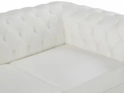 Hot Vente-unique Sofá de 2 plazas en cuero de búfalo CHESTERFIELD Blanco