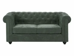 Vente-unique Sofá de 2 plazas en tela color CHESTERFIELD Verde