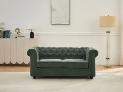 Vente-unique Sofá de 2 plazas en tela color CHESTERFIELD Verde