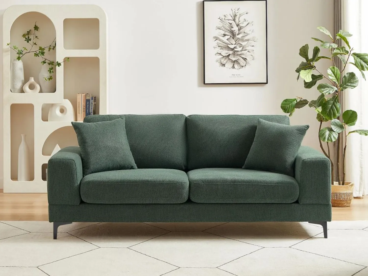 Vente-unique Sofá de 2 plazas en tela texturizada color JAMOLO