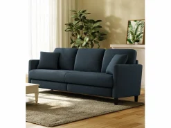 Clearance Sofá de 3 plazas en terciopelo de peluche, comodidad de sofá derecha grande en madera maciza, envejecimiento con reposabrazos, 210 x 79 x 89 cm, -gris Sofá Escandinavo|Sofá De Terciopelo
