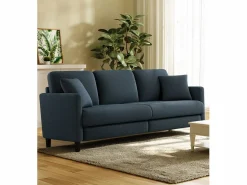 Clearance Sofá de 3 plazas en terciopelo de peluche, comodidad de sofá derecha grande en madera maciza, envejecimiento con reposabrazos, 210 x 79 x 89 cm, -gris Sofá Escandinavo|Sofá De Terciopelo