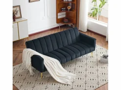 Clearance Merax Sofá de 3 plazas en terciopelo - 3 en 1 - Respaldo y reposabrazos regulables - 184 x 79 x 71 cm - LERICI by Pascal Morabito Negro