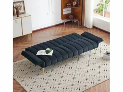 Clearance Merax Sofá de 3 plazas en terciopelo - 3 en 1 - Respaldo y reposabrazos regulables - 184 x 79 x 71 cm - LERICI by Pascal Morabito Negro
