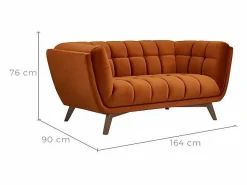 Best Rendez-Vous Déco Sofá de 2 plazas en terciopelo cúrcuma - Mona Naranja