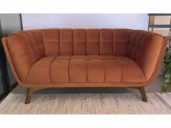 Best Rendez-Vous Déco Sofá de 2 plazas en terciopelo cúrcuma - Mona Naranja