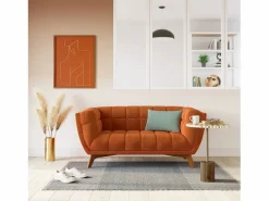 Best Rendez-Vous Déco Sofá de 2 plazas en terciopelo cúrcuma - Mona Naranja