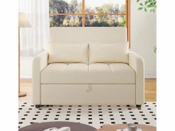 Sale Sofá de 2 plazas extraíble - Sofá relax con respaldo regulable y 2 cojines - Lino Beige