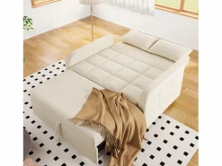 Sale Sofá de 2 plazas extraíble - Sofá relax con respaldo regulable y 2 cojines - Lino Beige