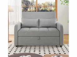 Sofá de 2 plazas extraíble - Sofá relax con respaldo regulable y 2 cojines - Lino