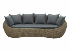 Clearance MYLIA Sofá de 3 plazas para jardín en ratán natural oscuro - WHITEHEAVEN de Color natural oscuro