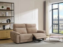 Vente-unique Sofá de 3 plazas reclinable eléctrico de tela color DJARALO
