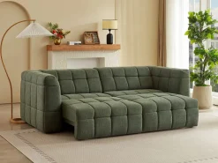 Clearance Vente-unique Sofá de 3 plazas reclinable con asiento deslizante eléctrico en tela NELOSA Verde