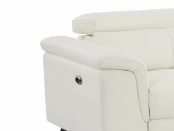 Sale Vente-unique Sofá de 3 plazas reclinable eléctrico y 2 plazas de piel de becerro BREYT II Blanco