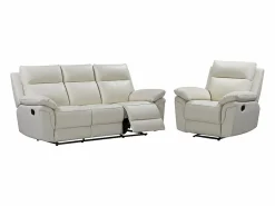 Clearance Sofá de 3+1 plazas relax de piel de búfalo PAKITA Conjunto Sofá Y Sillón