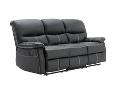 Vente-unique Sofá de 3+2 plazas relax de piel sintética negra CANBY Negro
