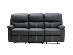 Vente-unique Sofá de 3+2 plazas relax de piel sintética negra CANBY Negro