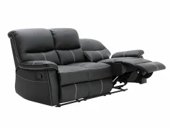 Vente-unique Sofá de 3+2 plazas relax de piel sintética negra CANBY Negro