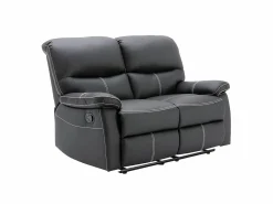 Vente-unique Sofá de 3+2 plazas relax de piel sintética negra CANBY Negro